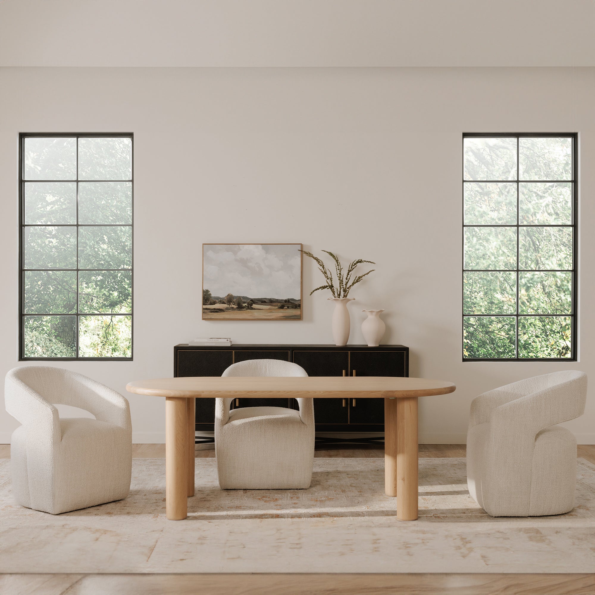 Barrow Rolling Dining Chair White Mist