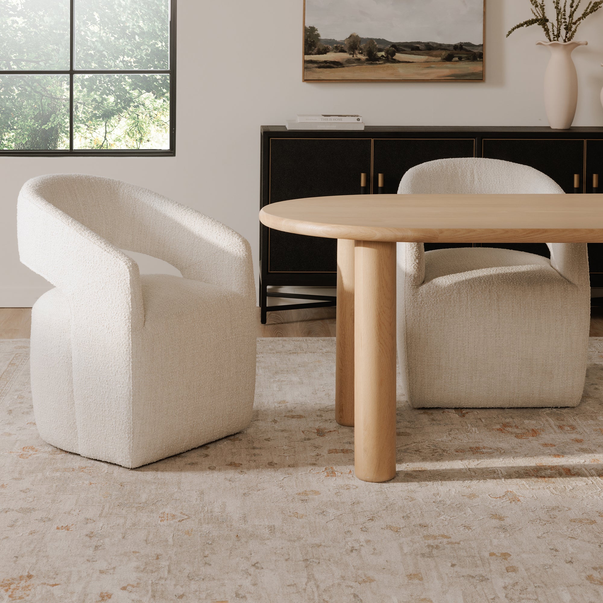 Barrow Rolling Dining Chair White Mist