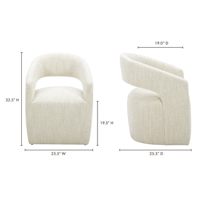 Barrow Rolling Dining Chair White Mist by Moe's Home