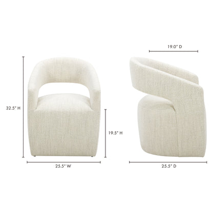 Barrow Rolling Dining Chair White Mist