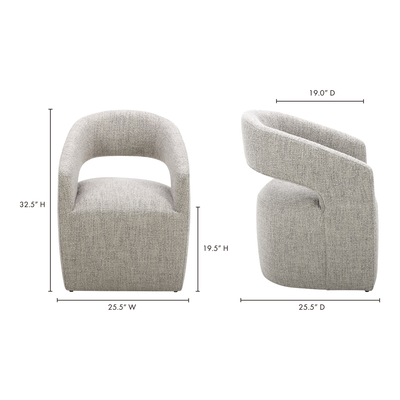Barrow Rolling Dining Chair Grey Storm by Moe's Home