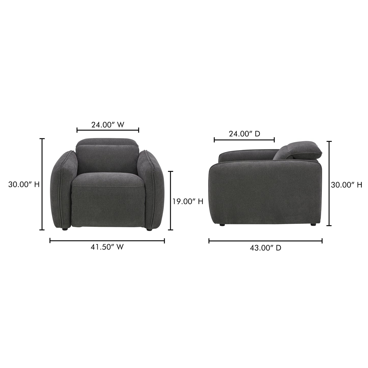 Eli Power Recliner Chair Dusk Grey by Moe's Home
