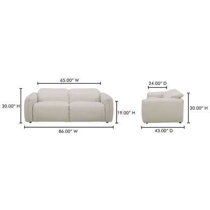 Eli Power Recliner Sofa Warm White