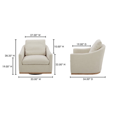 Linden Swivel Chair Soft Beige by Moe's Home