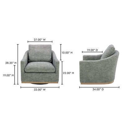 Linden Swivel Chair Slated Moss