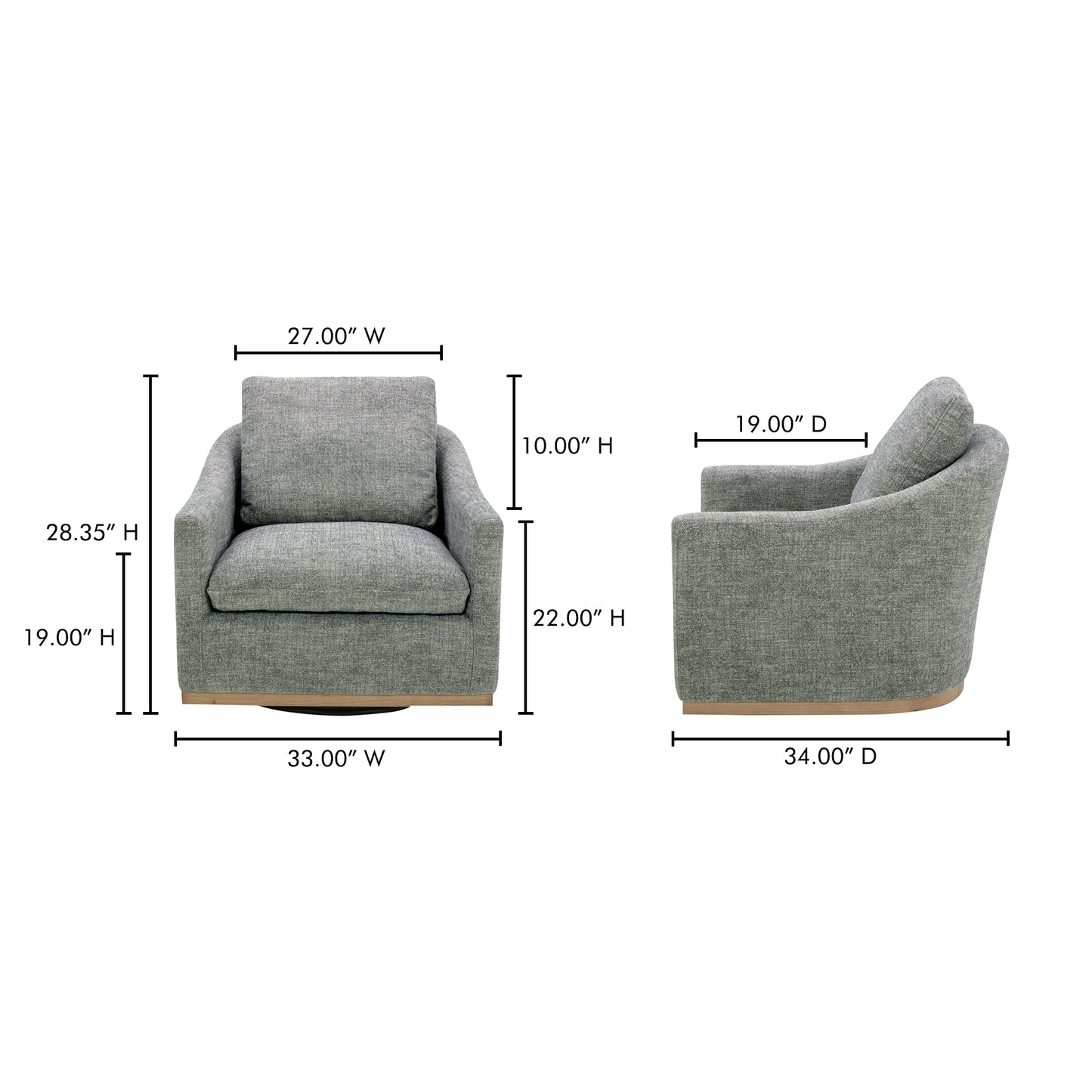 Linden Swivel Chair Slated Moss by Moe's Home