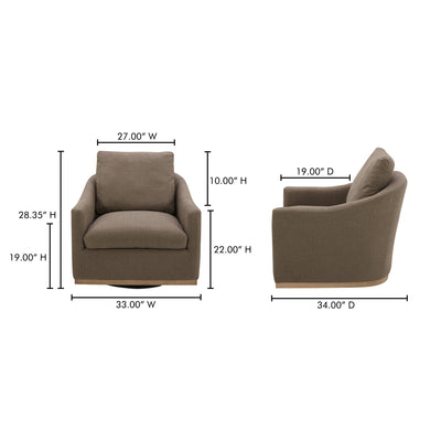 Linden Swivel Chair Soft Taupe by Moe's Home
