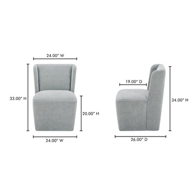 Cormac Rolling Dining Chair Slate Green by Moe's Home