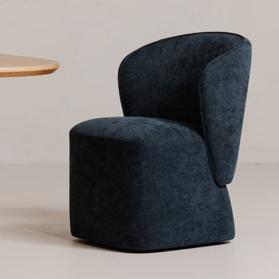 Larson Rolling Dining Chair Navy Blue by Moe's Home