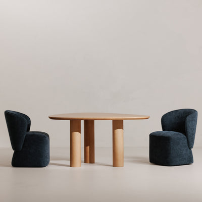 Larson Rolling Dining Chair Navy Blue by Moe's Home