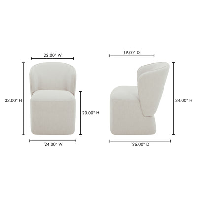 Larson Rolling Dining Chair Heather Grey by Moe's Home