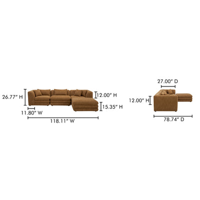 Lowtide Lounge Modular Sectional Amber Glow by Moe's Home