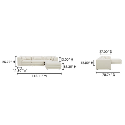Lowtide Lounge Modular Sectional Warm White by Moe's Home
