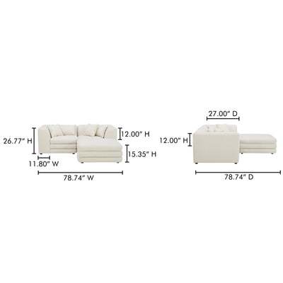 Lowtide Nook Modular Sectional Warm White by Moe's Home