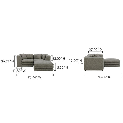 Lowtide Nook Modular Sectional Stone Tweed