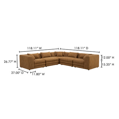 Lowtide Classic L-Shaped Modular Sectional Amber Glow