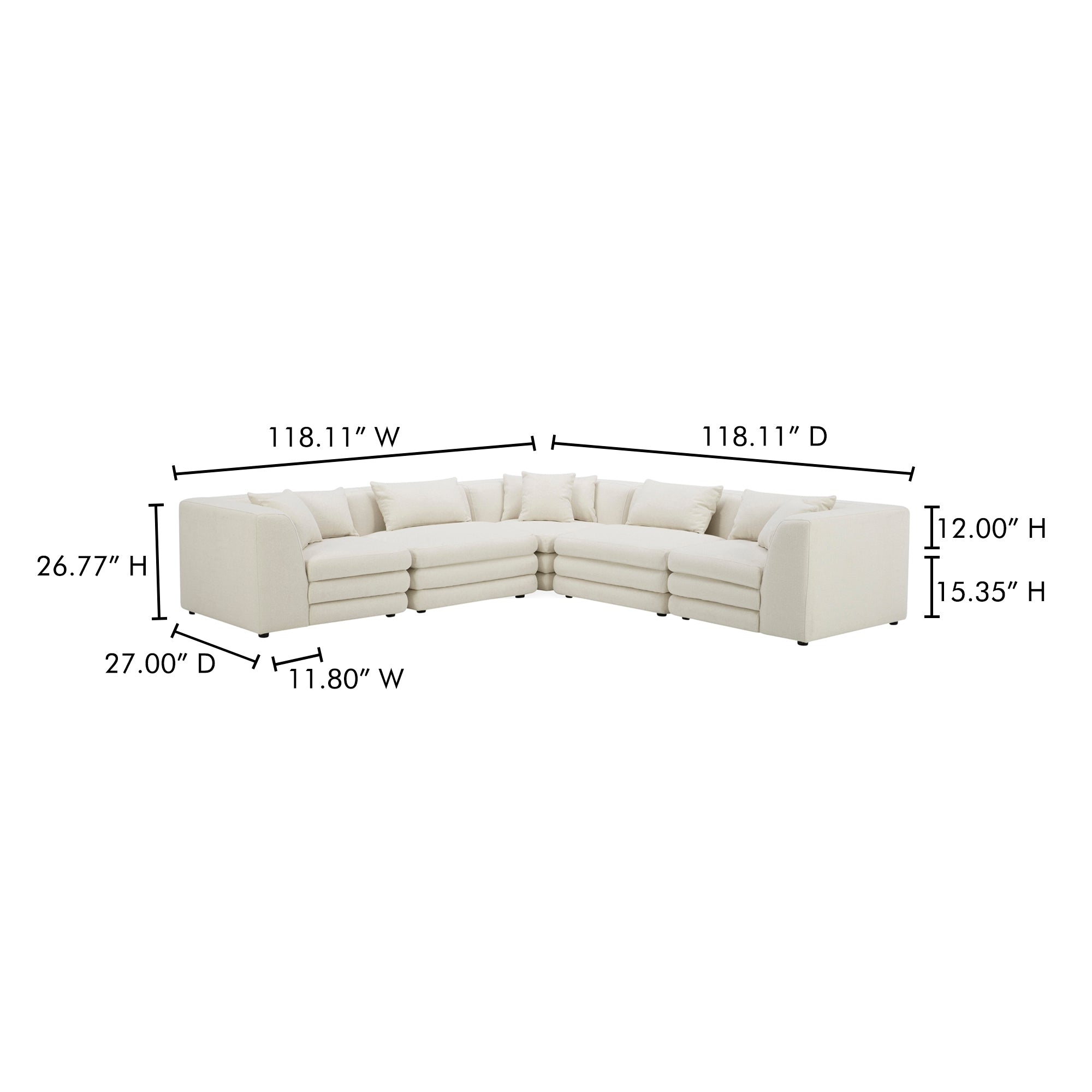 Lowtide Classic L-Shaped Modular Sectional Warm White