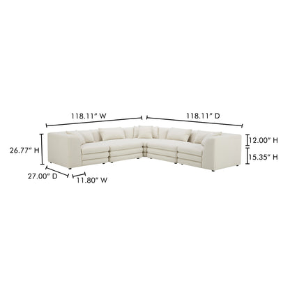 Lowtide Classic L-Shaped Modular Sectional Warm White