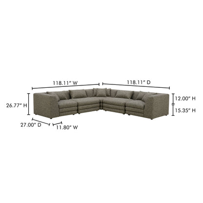 Lowtide Classic L-Shaped Modular Sectional Stone Tweed