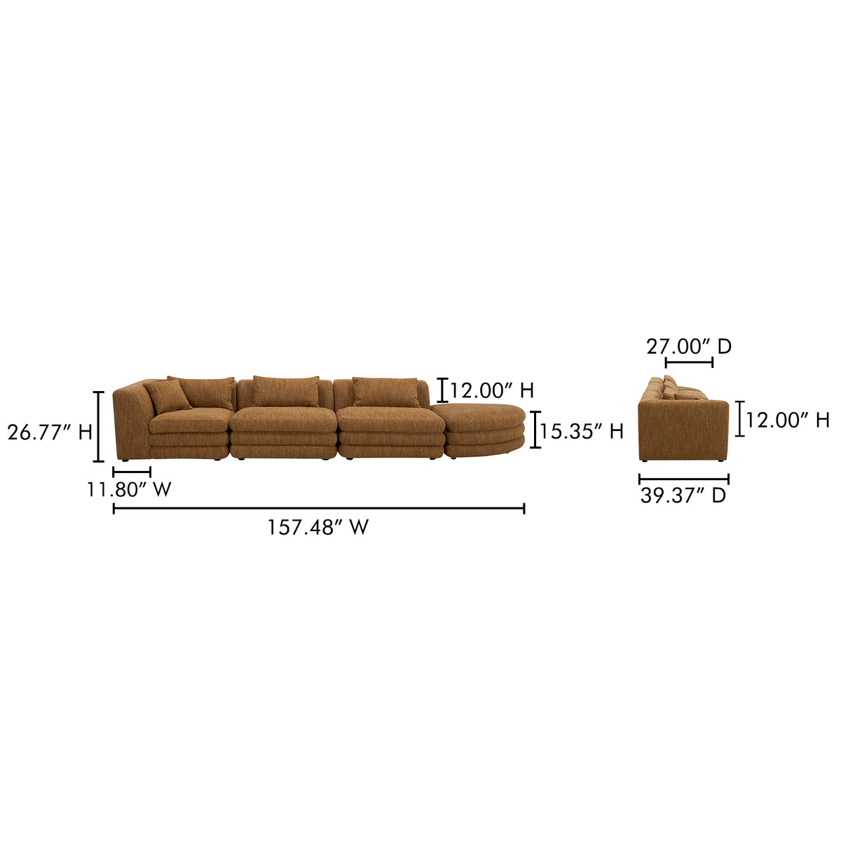 Lowtide Linear Modular Sectional Amber Glow by Moe's Home
