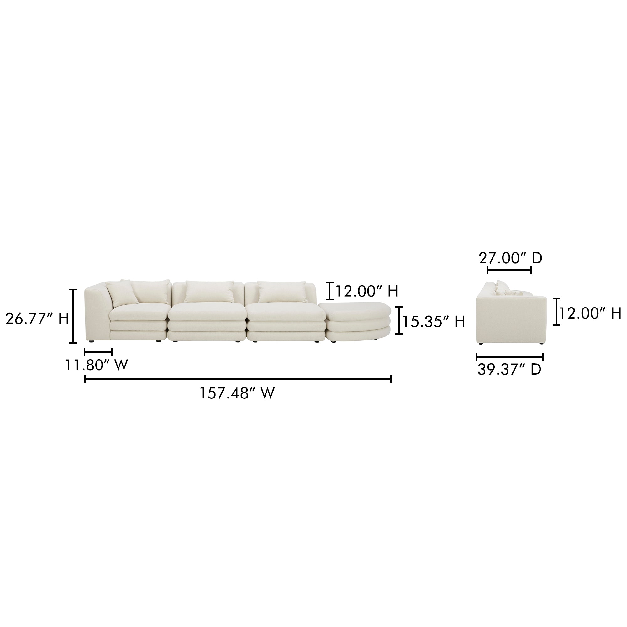 Lowtide Linear Modular Sectional Warm White