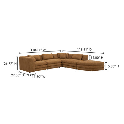 Lowtide Alcove Modular Sectional Amber Glow by Moe's Home