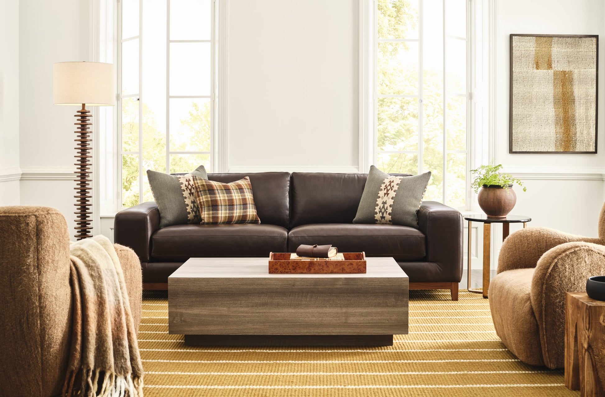 BRONTE leather sofa in a living room — Sequoia Anthracite