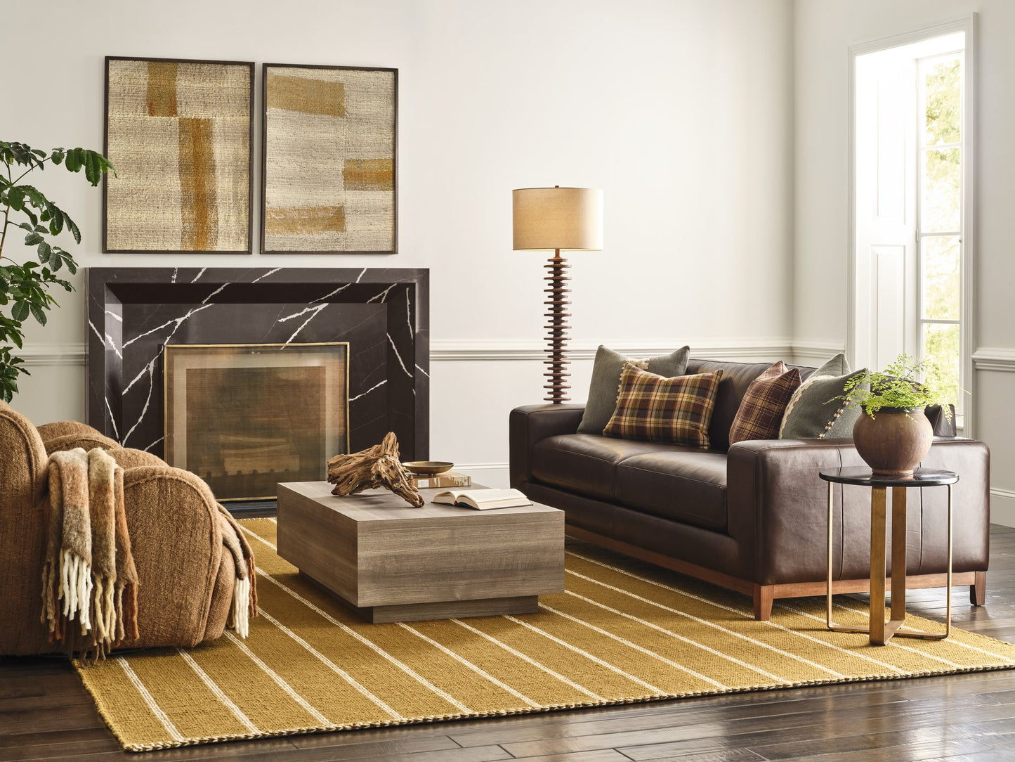 BRONTE leather sofa lifestyle side view — Sequoia Anthracite