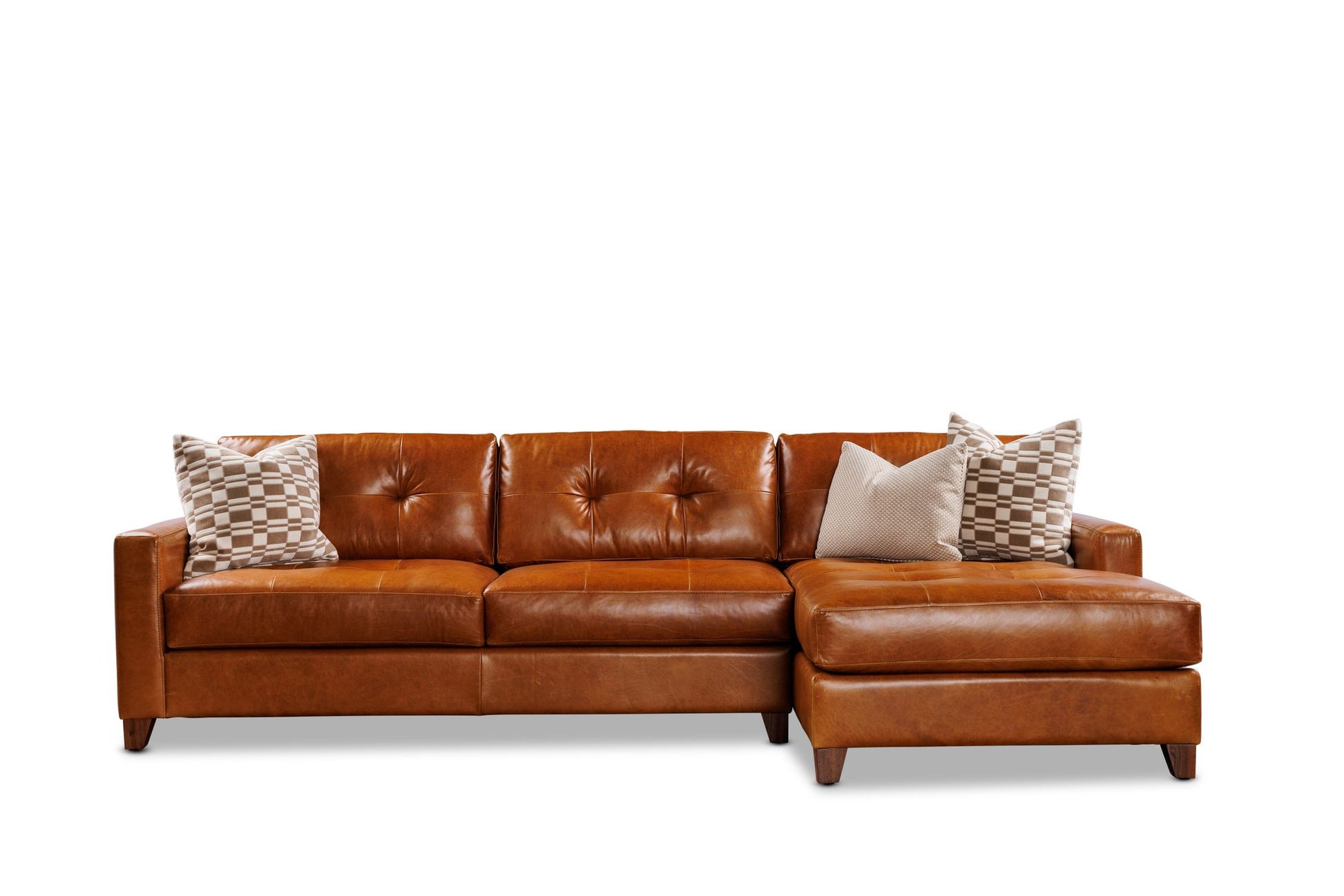 HAYDEN 2PC sectional in Sequoia Fawn leather — front view
