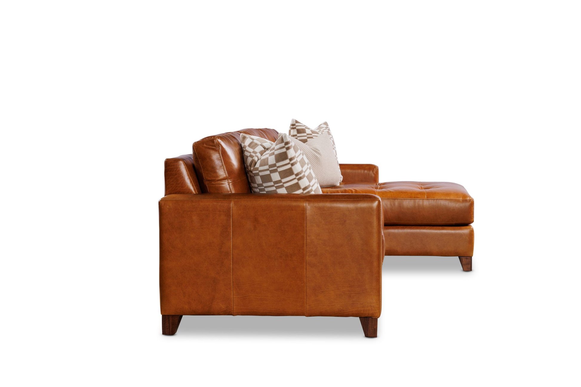 HAYDEN 2PC sectional in Sequoia Fawn leather — side view