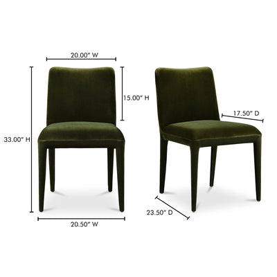 Calla Dining Chair Green Velvet - Set Of Two by Moe's Home