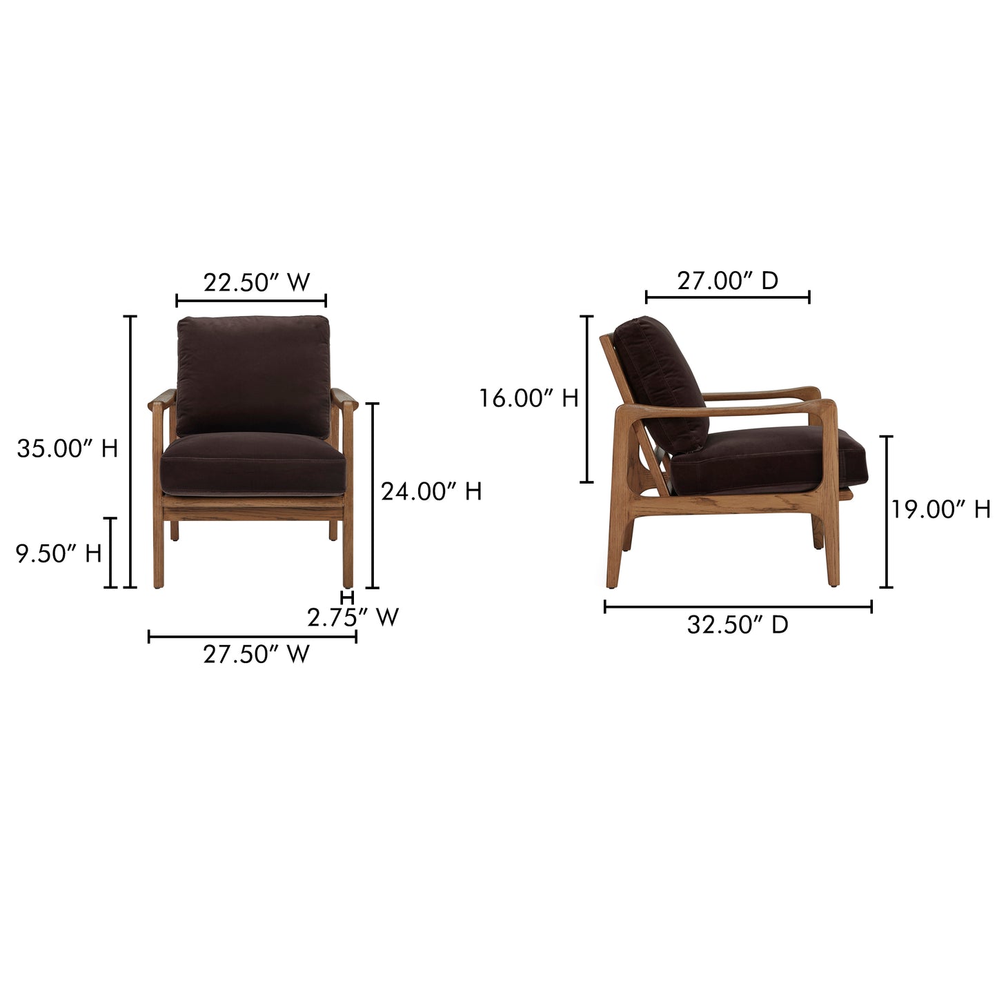 Fearne Accent Chair Dark Brown by Moe's Home