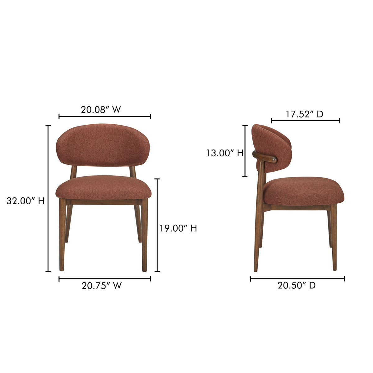 Ellie Dining Chair Rust by Moe's Home