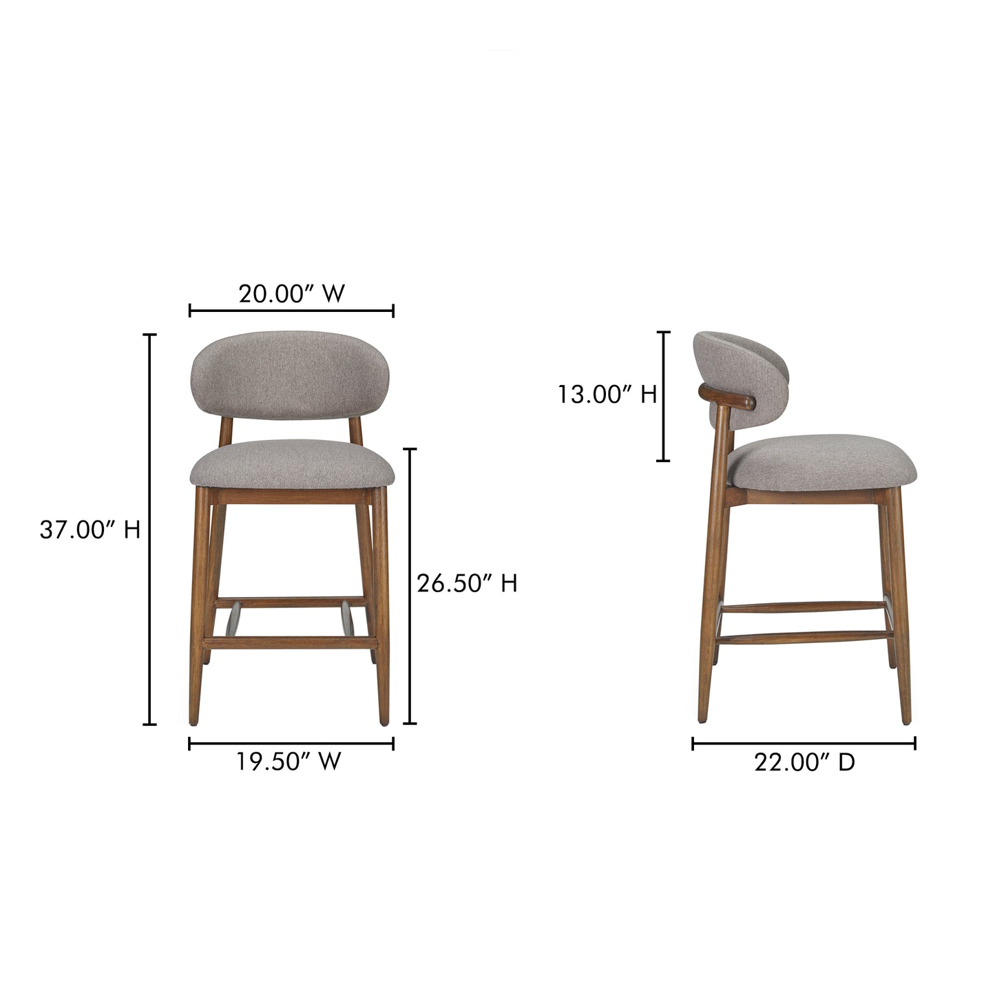 Ellie Counter Stool Light Brown by Moe's Home