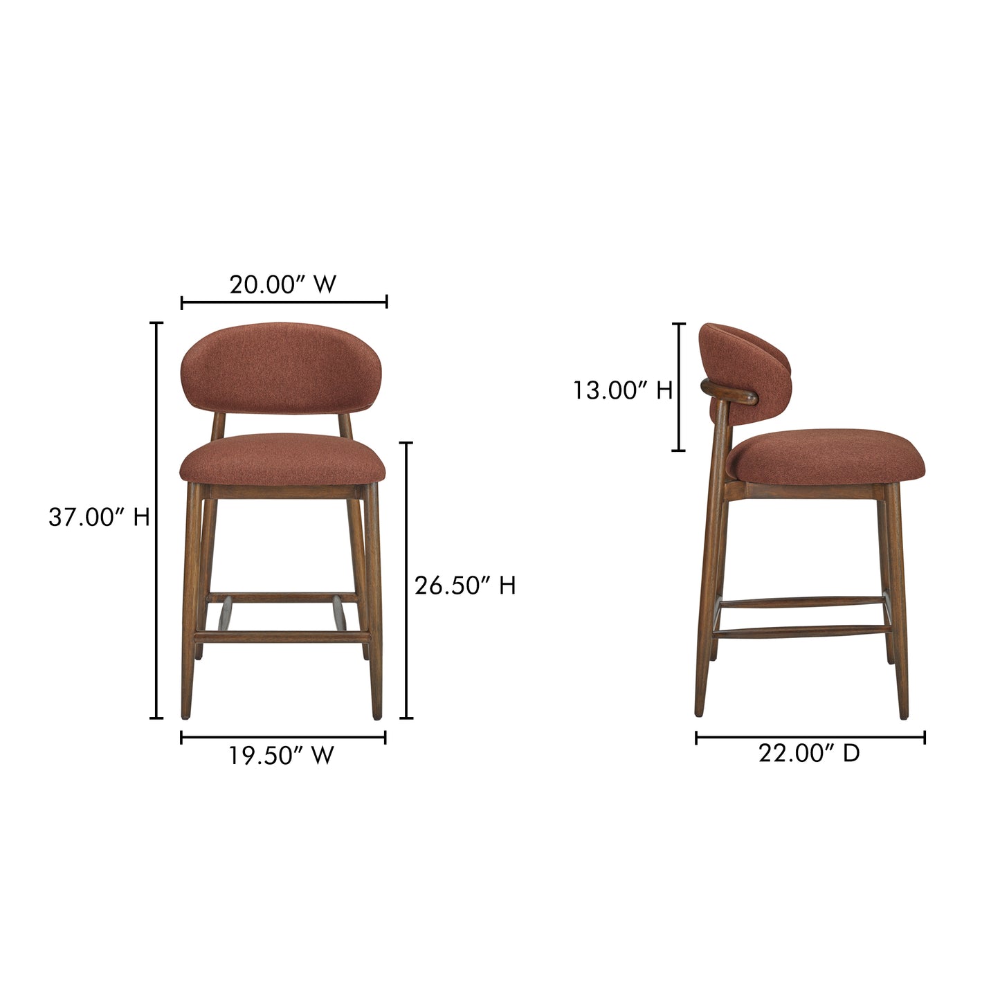 Ellie Counter Stool Rust by Moe's Home