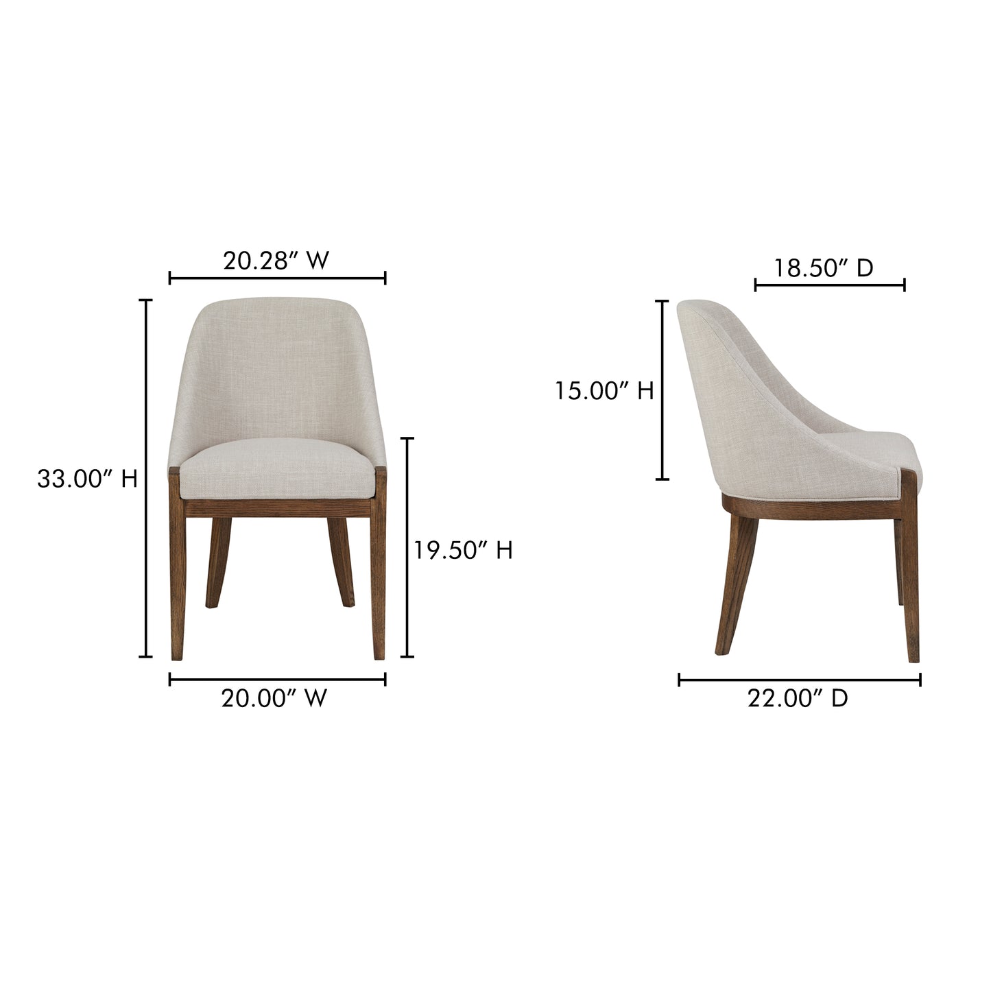 Edward Dining Chair Heather Beige by Moe's Home