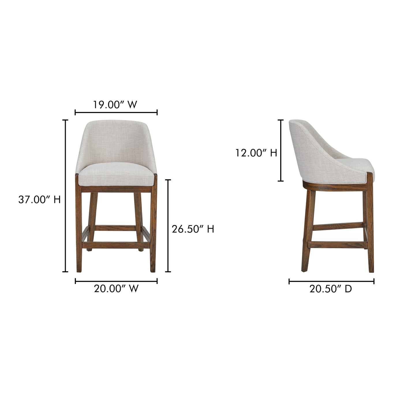 Edward Counter Stool Heather Beige by Moe's Home