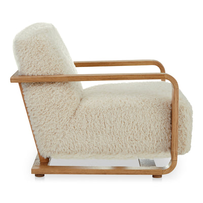 Eckersley Lounge Chair Cream Faux Fur by Moe's Home