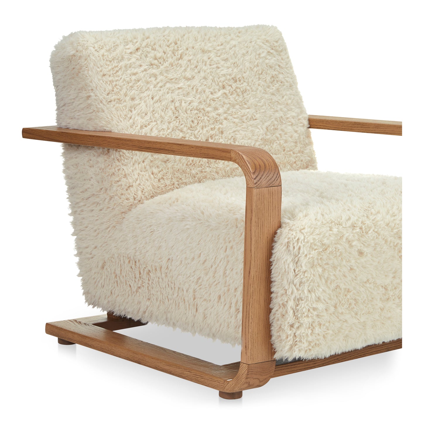 Eckersley Lounge Chair Cream Faux Fur by Moe's Home