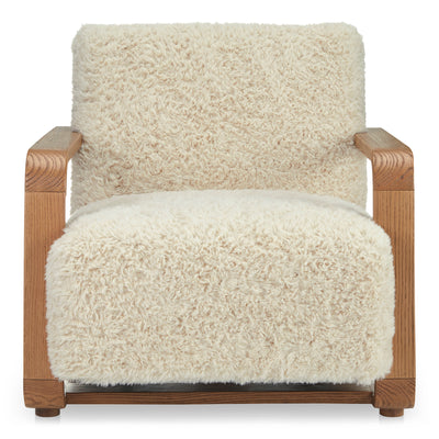 Eckersley Lounge Chair Cream Faux Fur | White