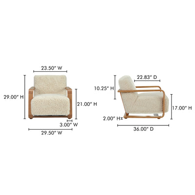 Eckersley Lounge Chair Cream Faux Fur by Moe's Home