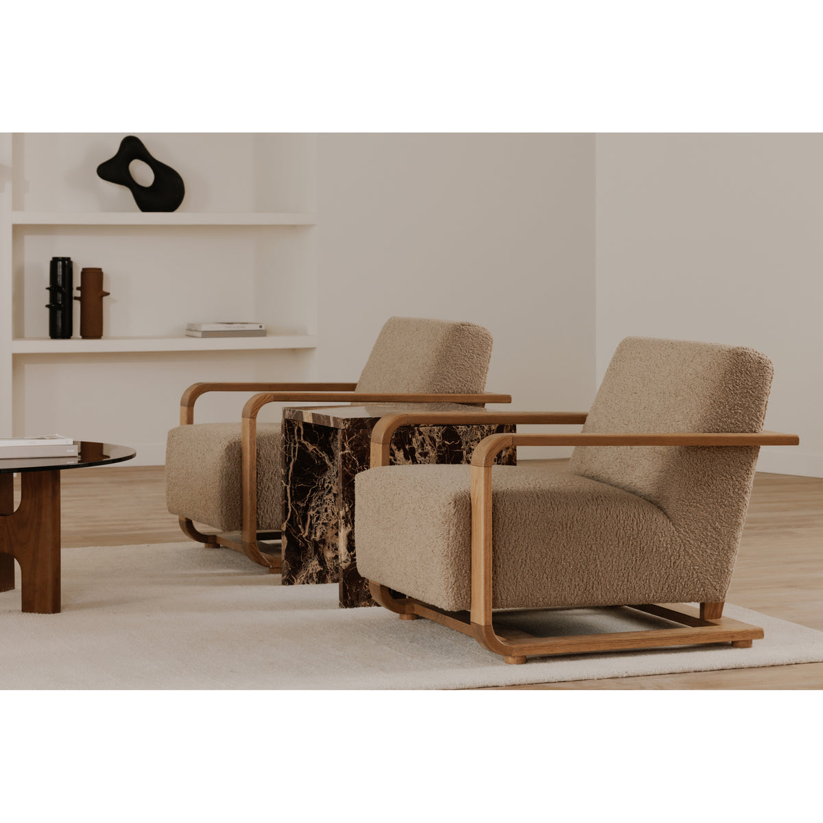Eckersley Lounge Chair Beige Faux Shearling by Moe's Home