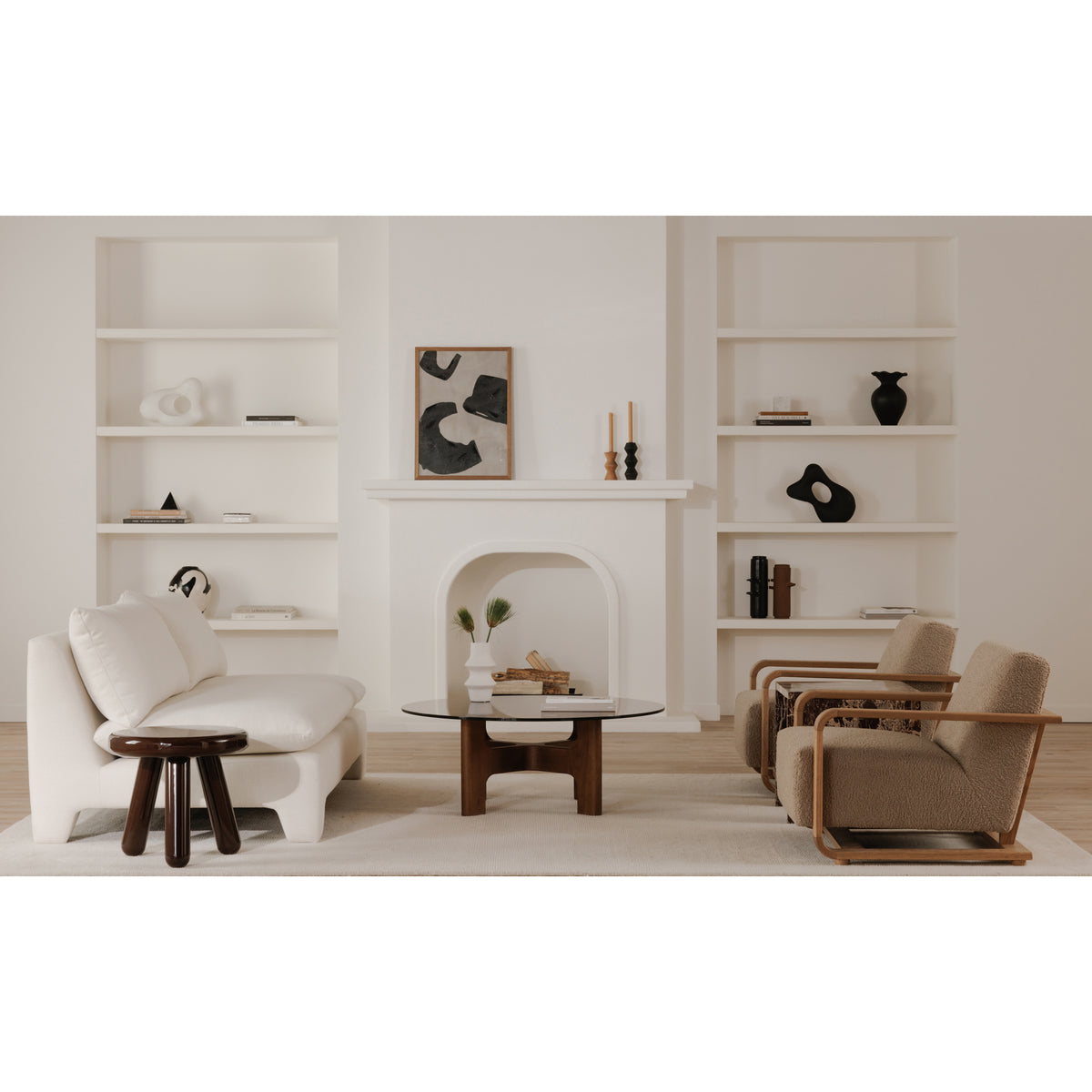 Eckersley Lounge Chair Beige Faux Shearling by Moe's Home