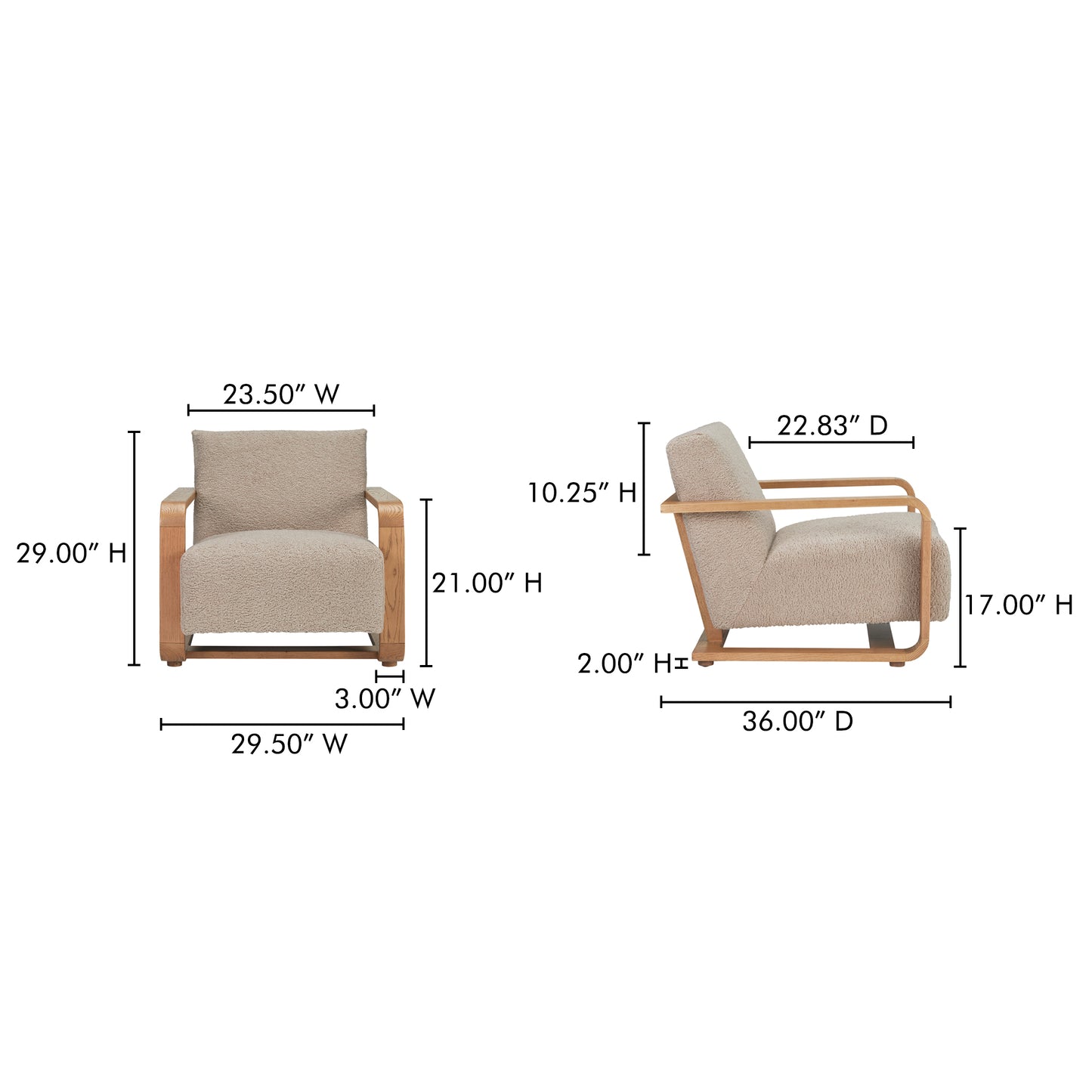 Eckersley Lounge Chair Beige Faux Shearling by Moe's Home
