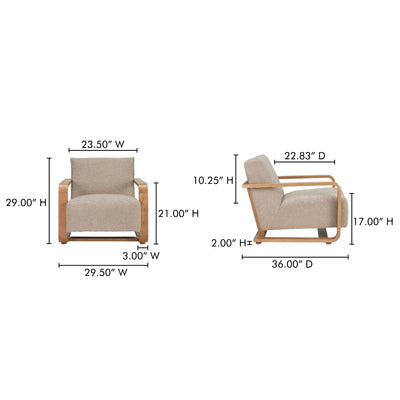 Eckersley Lounge Chair Beige Faux Shearling by Moe's Home