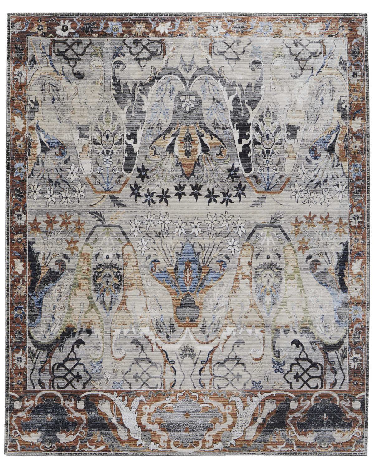 Melrose 39P2F Gray/Rust Rug by Feizy