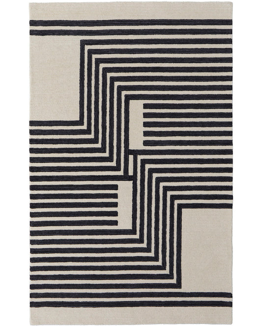 Maguire 8900F Ivory/Black Rug by Feizy
