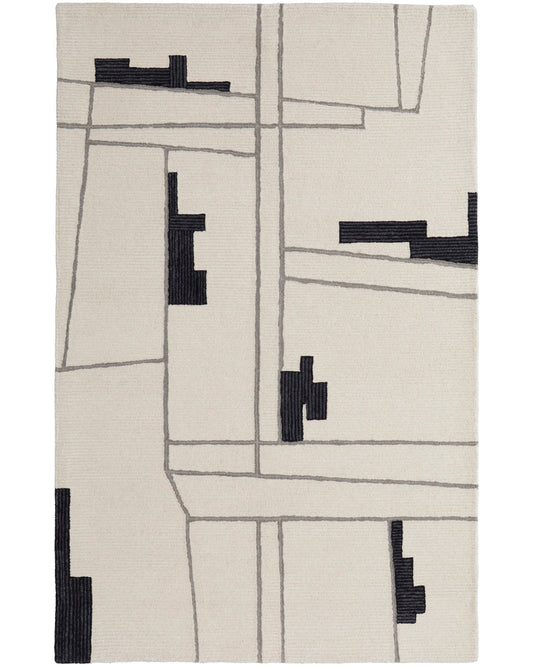 Maguire 8902F Ivory/Black Rug by Feizy