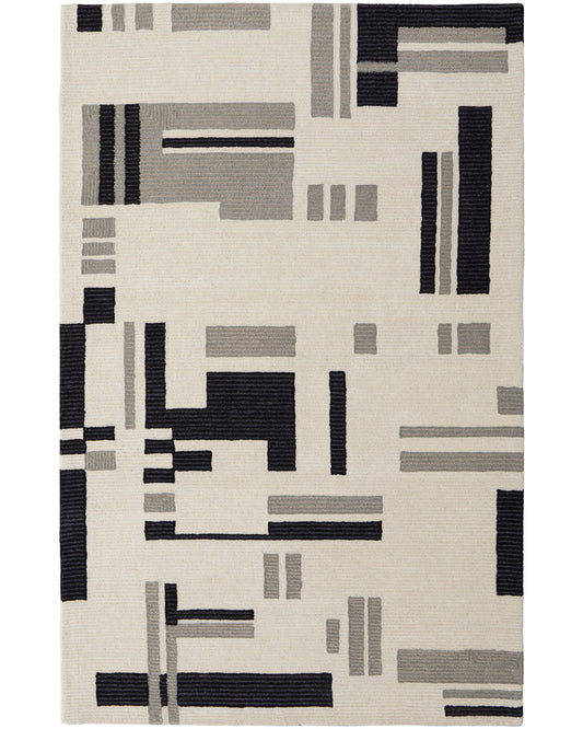 Maguire 8903F Ivory/Black Rug by Feizy