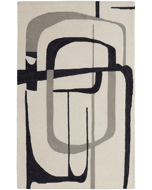 Maguire 8905F Ivory/Black Rug by Feizy